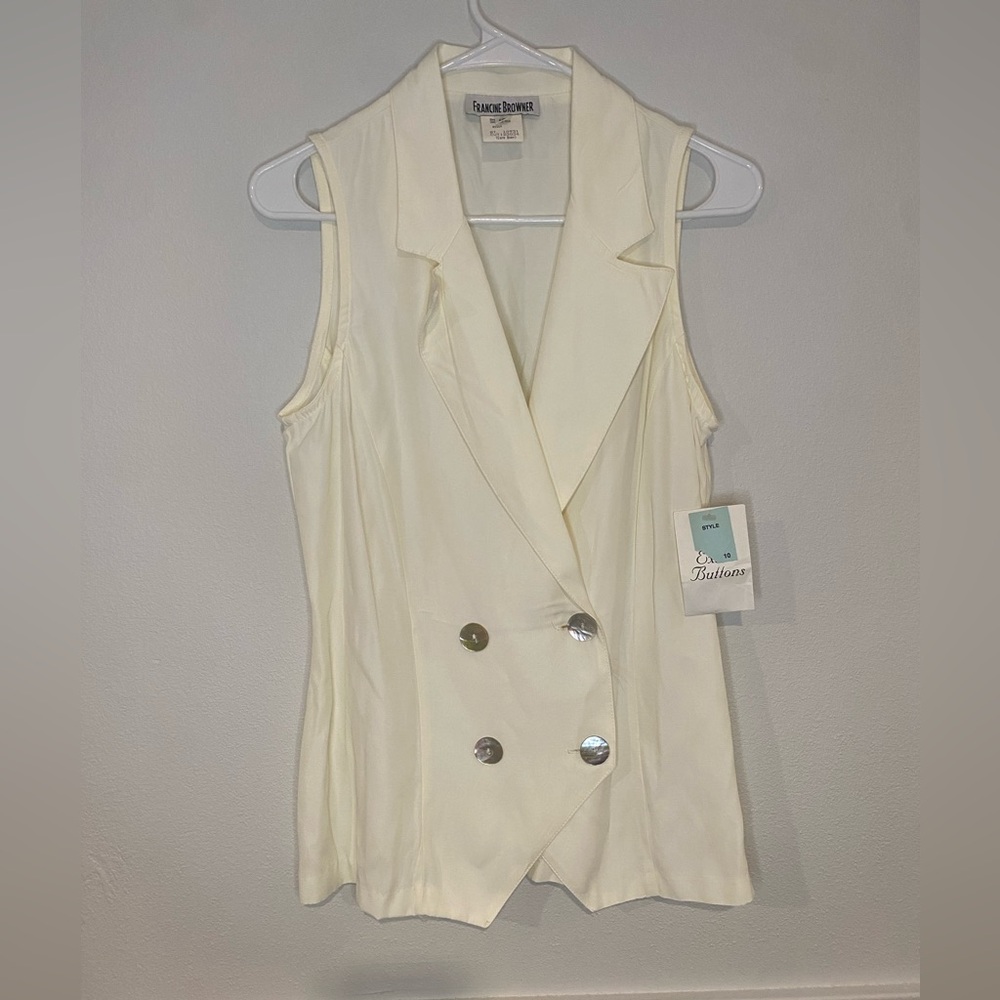New w/tags‎ Vintage Francine Browner Cream Blazer Vest